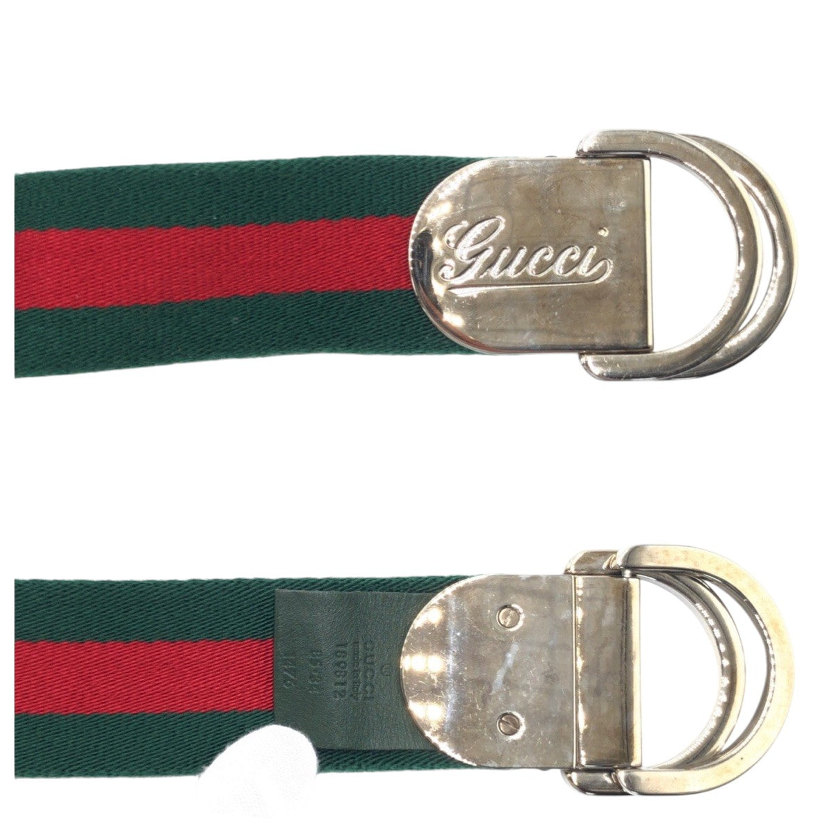 16960
GUCCI グッチ シェリーライン グリーン レッド　シルバー コットン 189812 35 34 ベルト 男女兼用  メンズ ABP32