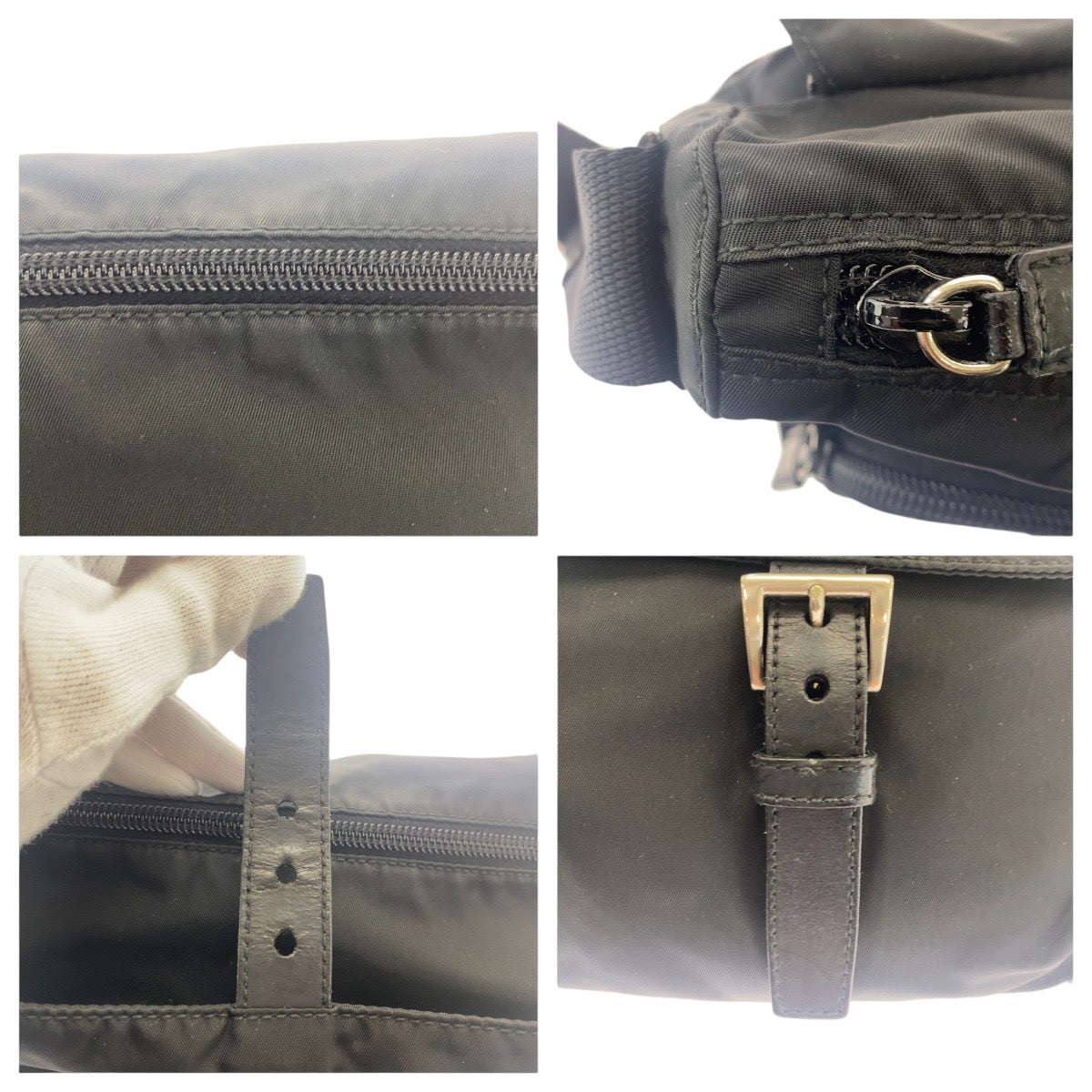 16963
PRADA プラダ テスート 三角ロゴプレート ブラック 黒 シルバー金具 ナイロン 斜め掛け ショルダーバッグ 男女兼用  メンズ AB39