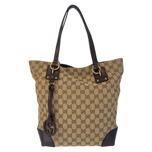 16964
GUCCI グッチ ベージュ ブラウン ゴールド金具 GGキャンバス / レザー 247237 トートバッグ ショルダーバッグ  レディース AB44