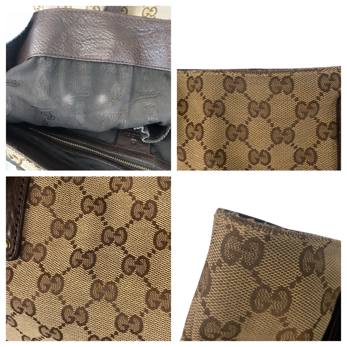 16964
GUCCI グッチ ベージュ ブラウン ゴールド金具 GGキャンバス / レザー 247237 トートバッグ ショルダーバッグ  レディース AB44