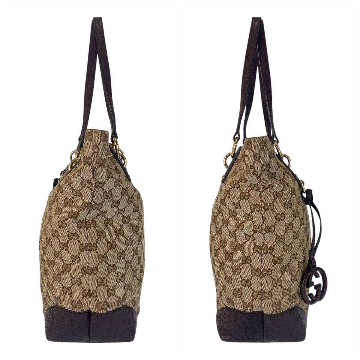 16964
GUCCI グッチ ベージュ ブラウン ゴールド金具 GGキャンバス / レザー 247237 トートバッグ ショルダーバッグ  レディース AB44