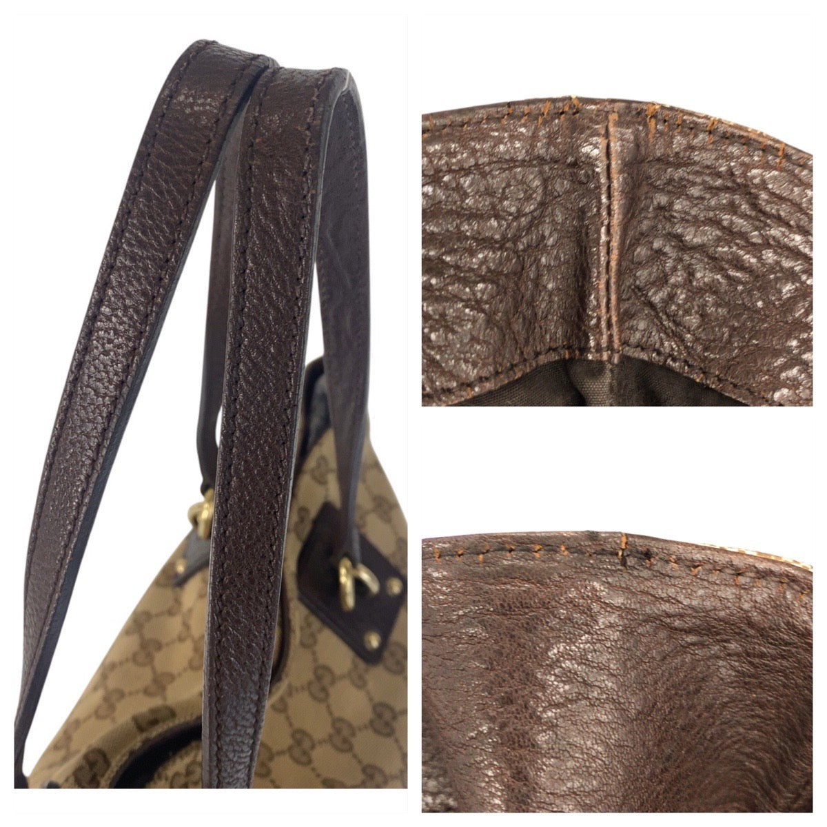 16964
GUCCI グッチ ベージュ ブラウン ゴールド金具 GGキャンバス / レザー 247237 トートバッグ ショルダーバッグ  レディース AB44