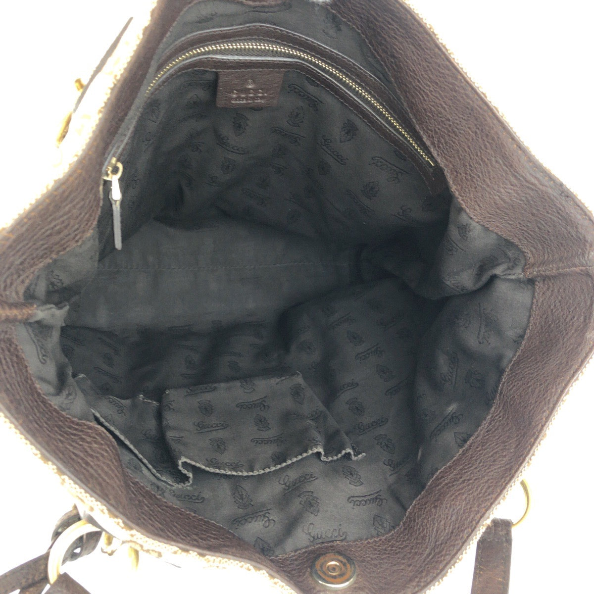 16964
GUCCI グッチ ベージュ ブラウン ゴールド金具 GGキャンバス / レザー 247237 トートバッグ ショルダーバッグ  レディース AB44