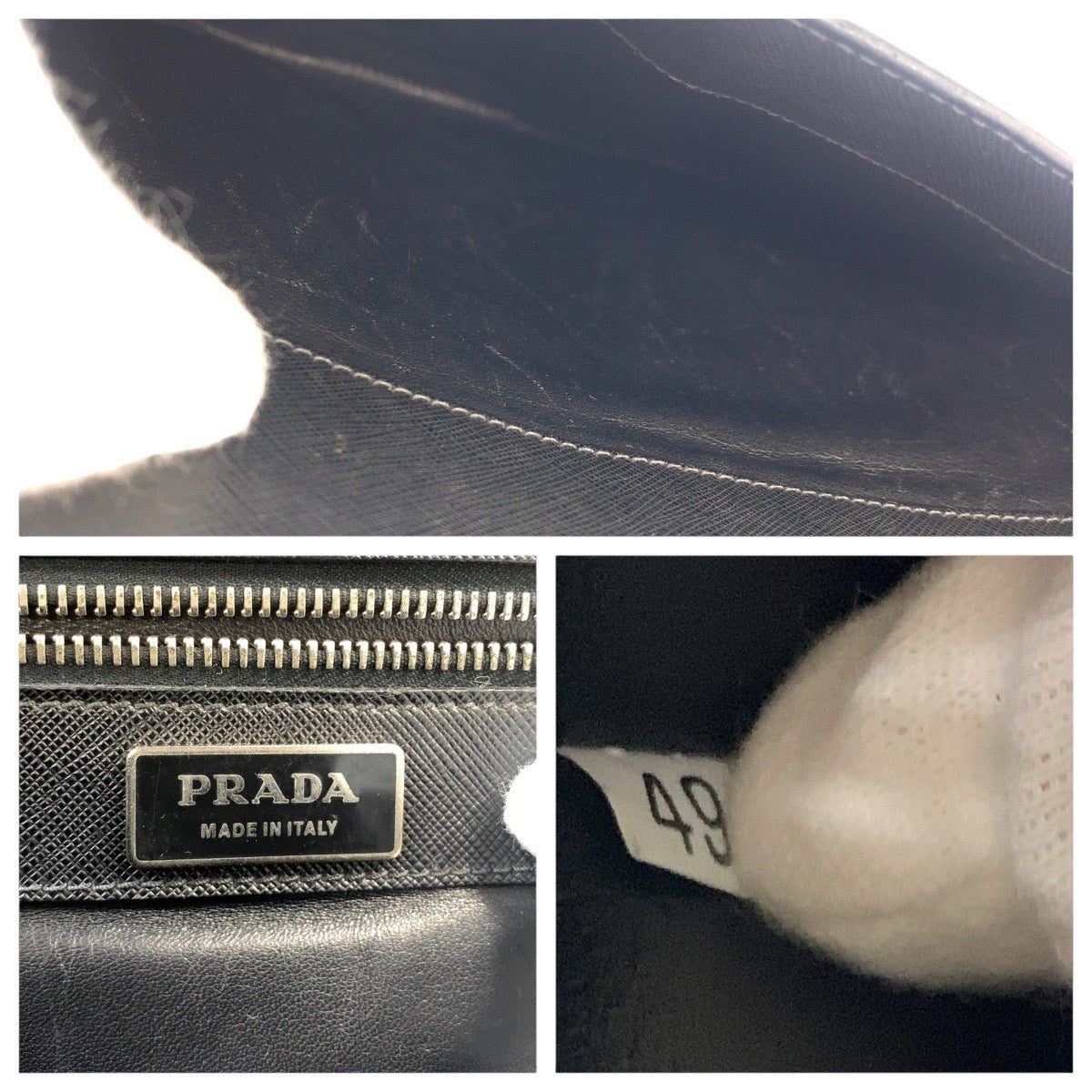 16965
PRADA プラダ サフィアーノ ブラック 黒 シルバー金具 レザー ビジネスバッグ ブリーフケース  メンズ AB42