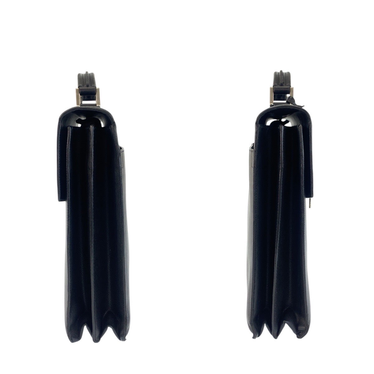 16965
PRADA プラダ サフィアーノ ブラック 黒 シルバー金具 レザー ビジネスバッグ ブリーフケース メンズ AB42