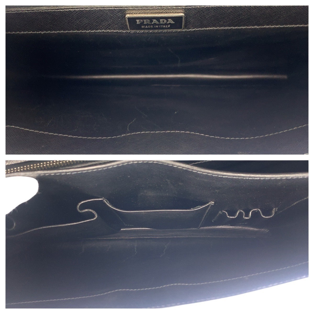 16965
PRADA プラダ サフィアーノ ブラック 黒 シルバー金具 レザー ビジネスバッグ ブリーフケース  メンズ AB42