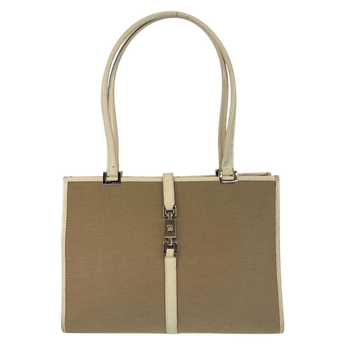 16966
GUCCI グッチ ジャッキー ベージュ アイボリー シルバー金具 キャンバス / レザー 002 1073 トートバッグ ショルダーバッグ レディース AB39