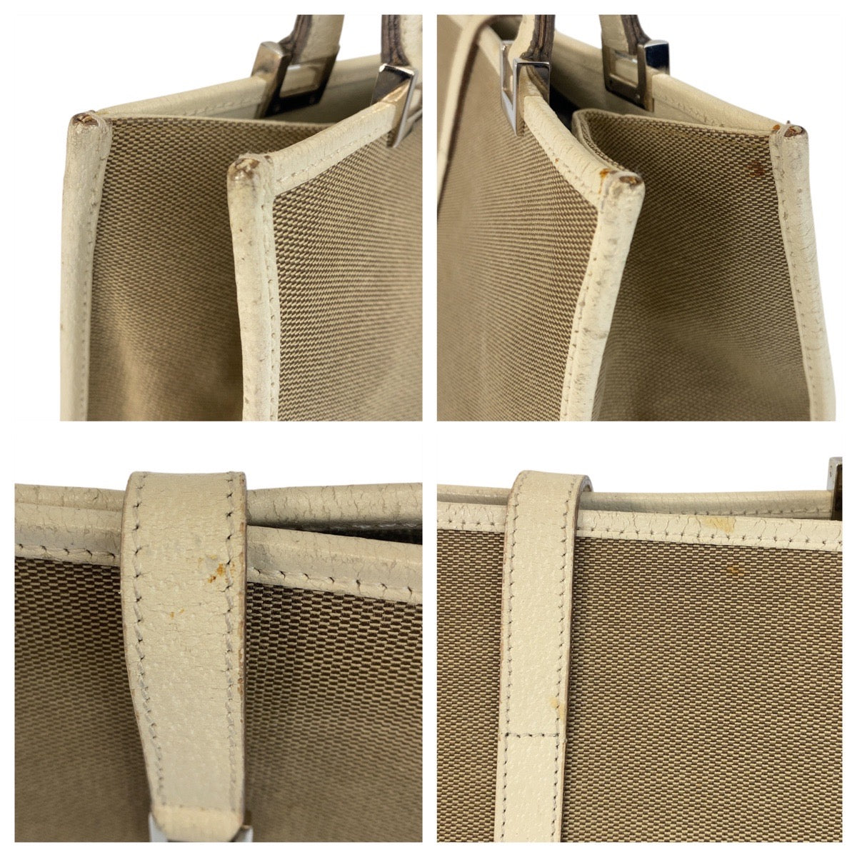 16966
GUCCI グッチ ジャッキー ベージュ アイボリー シルバー金具 キャンバス / レザー 002 1073 トートバッグ ショルダーバッグ レディース AB39