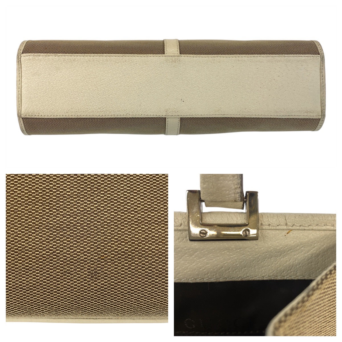 16966
GUCCI グッチ ジャッキー ベージュ アイボリー シルバー金具 キャンバス / レザー 002 1073 トートバッグ ショルダーバッグ レディース AB39