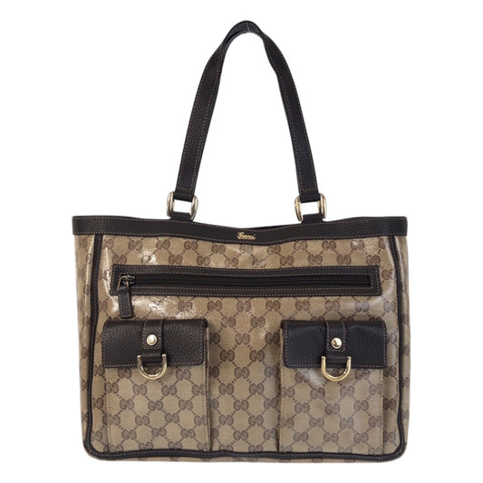 16967
GUCCI グッチ GGクリスタル ベージュ ブラウン ゴールド金具 コーティングキャンバス / レザー 268639 トートバッグ ショルダーバッグ  レディース ABP46