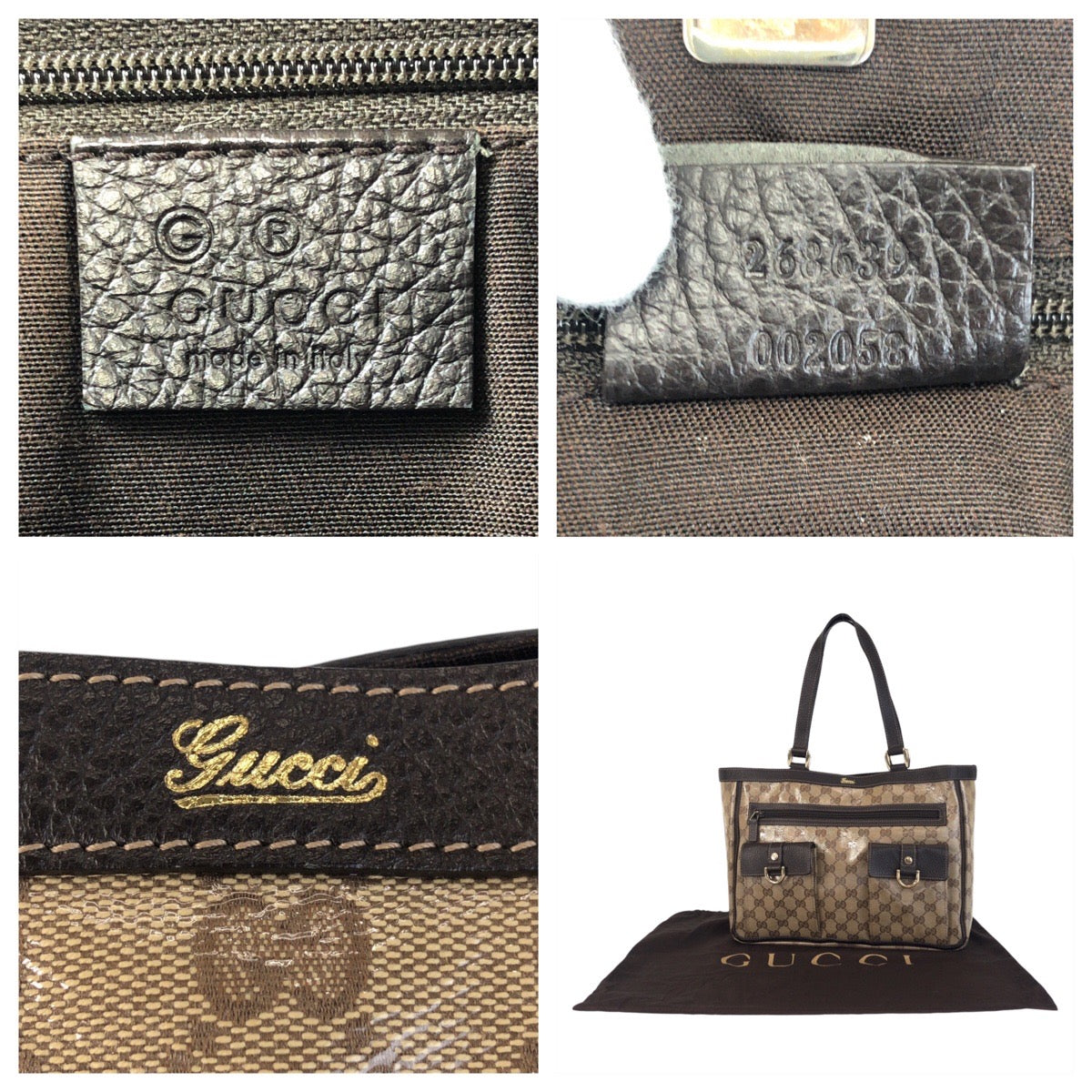 16967
GUCCI GG Crystal Beige Brown Gold Hardware Coated Canvas / Leather 268639 Tote Bag Shoulder Bag Ladies ABP46