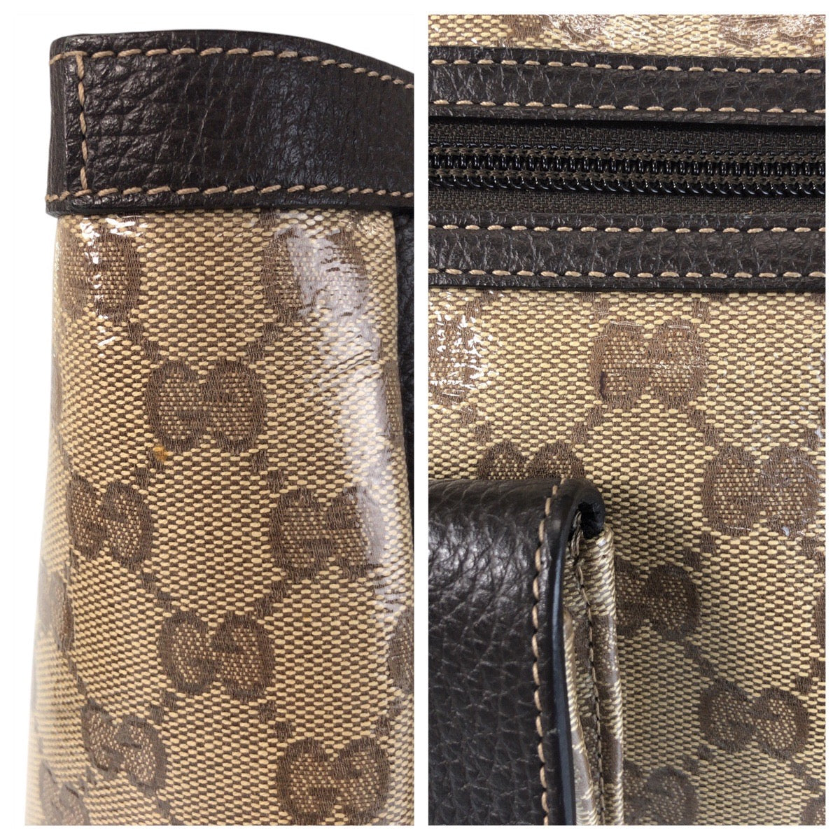 16967
GUCCI GG Crystal Beige Brown Gold Hardware Coated Canvas / Leather 268639 Tote Bag Shoulder Bag Ladies ABP46