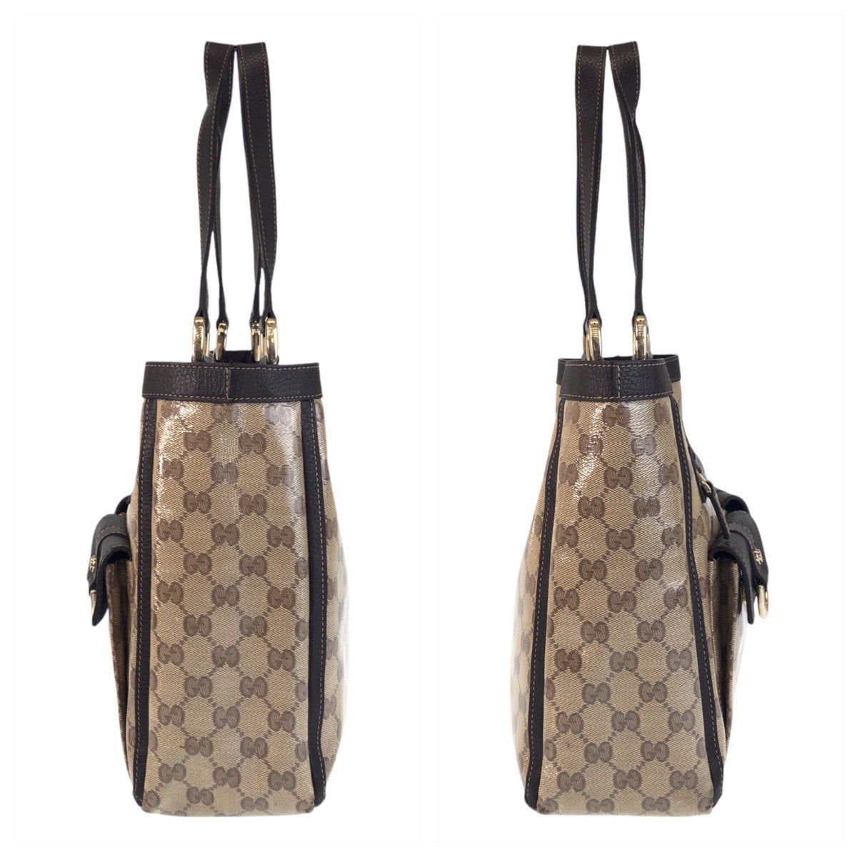 16967
GUCCI GG Crystal Beige Brown Gold Hardware Coated Canvas / Leather 268639 Tote Bag Shoulder Bag Ladies ABP46