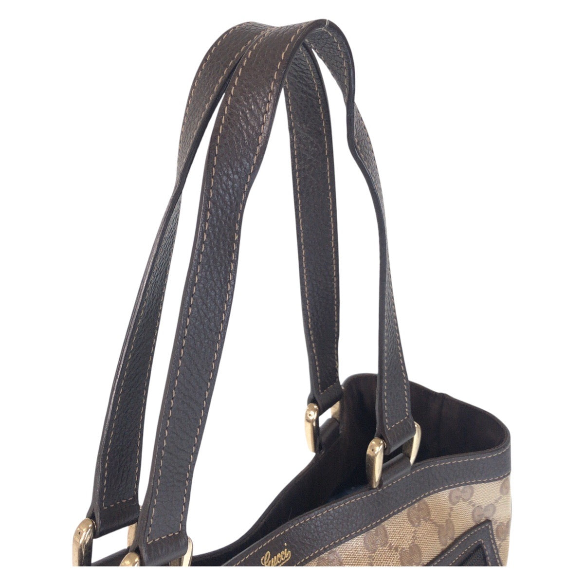 16967
GUCCI GG Crystal Beige Brown Gold Hardware Coated Canvas / Leather 268639 Tote Bag Shoulder Bag Ladies ABP46