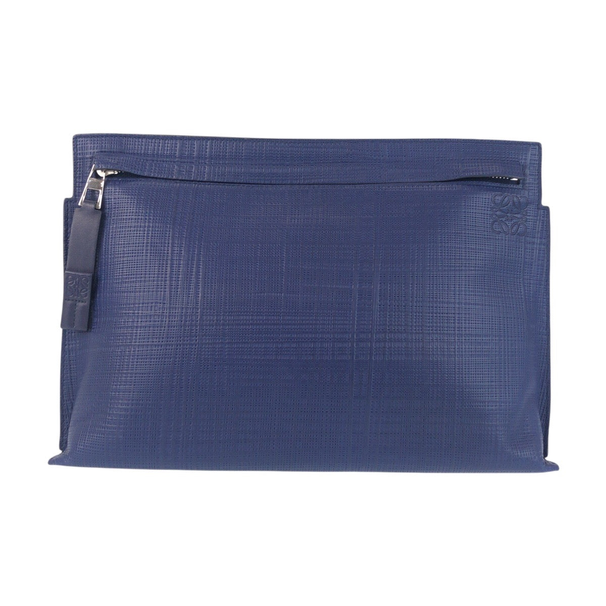 16969
LOEWE ロエベ アナグラム Tポーチ ネイビー シルバー金具 レザー クラッチバッグ セカンドバッグ  メンズ