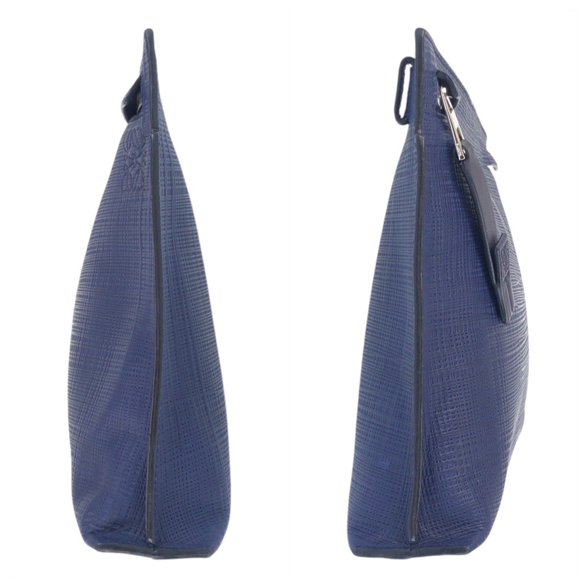 16969
LOEWE ロエベ アナグラム Tポーチ ネイビー シルバー金具 レザー クラッチバッグ セカンドバッグ  メンズ