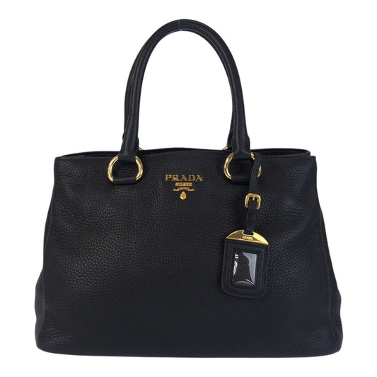 16971
PRADA プラダ ヴィッテロダイノ ブラック 黒 ゴールド金具 レザー トートバッグ ハンドバッグ  レディース A77