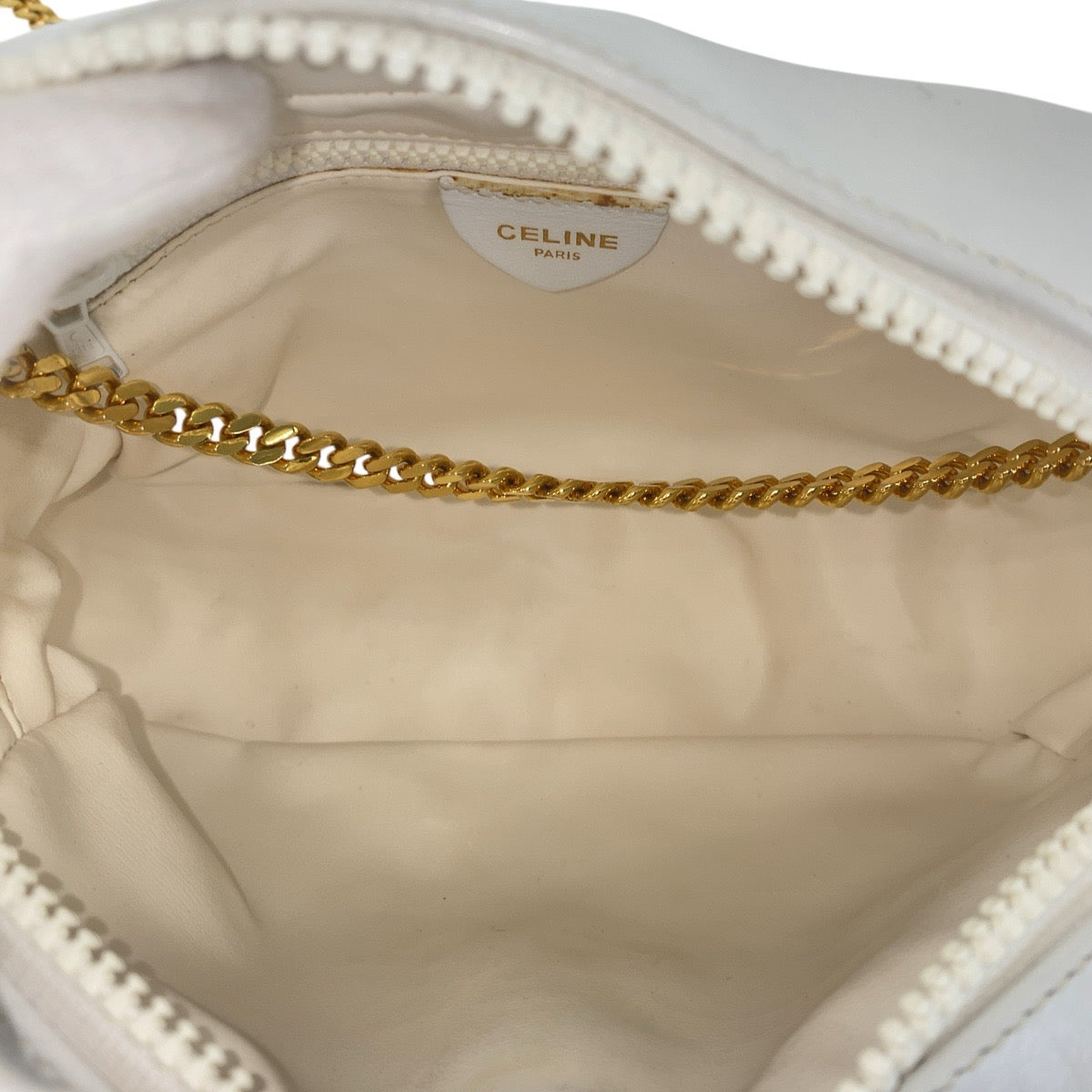 16974
CELINE セリーヌ ヴィンテージ トリオンフ ホワイト ゴールド金具 レザー 斜め掛け ショルダーバッグ カメラバッグ  レディース