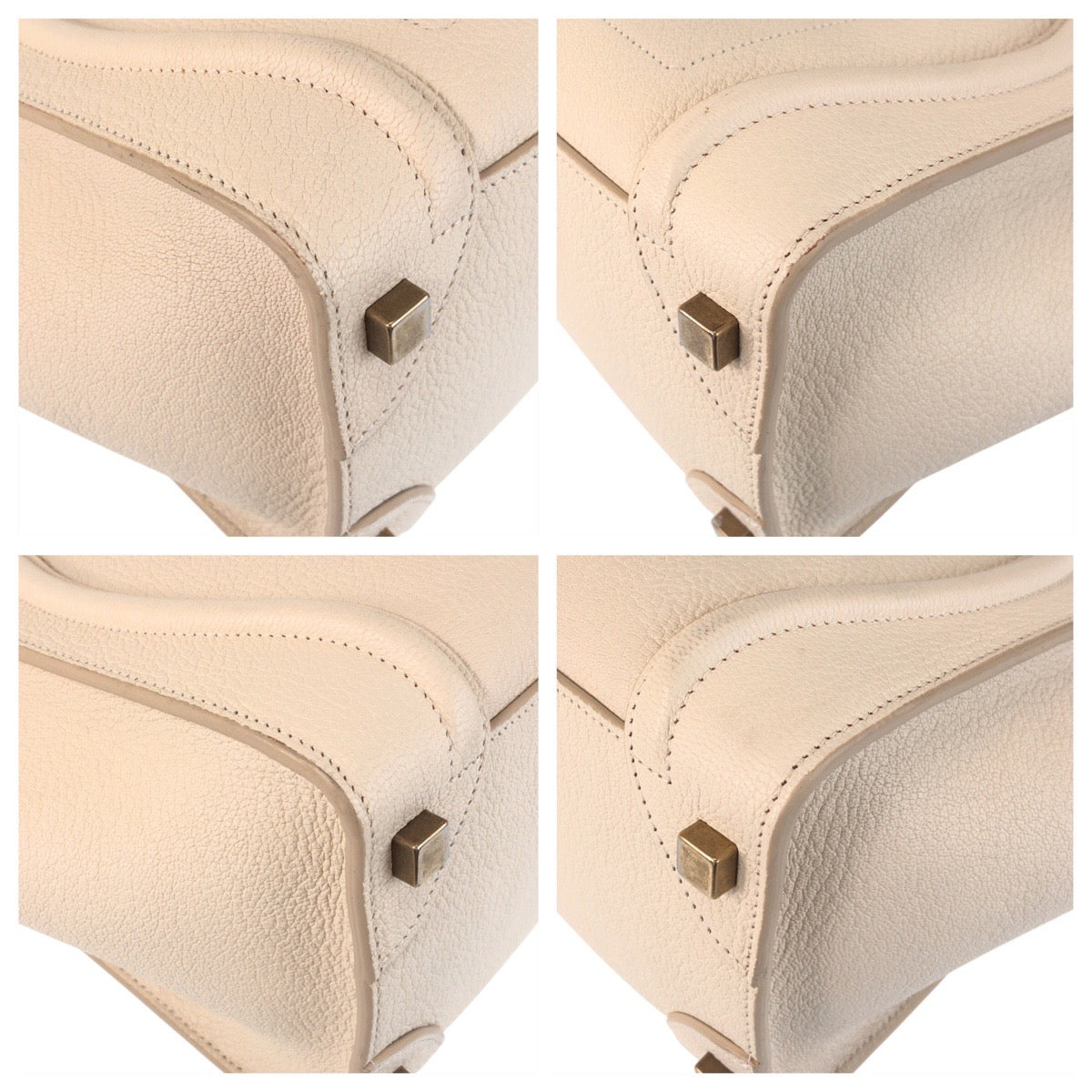 16975
CELINE セリーヌ ラゲージ マイクロ アイボリー ゴールド金具 レザー F-CU-1146 ハンドバッグ トートバッグ レディース AB70