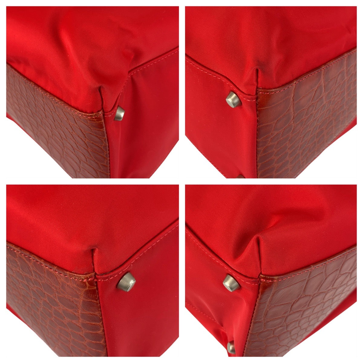 16977
Gianni Versace ジャンニ ヴェルサーチ レッド シルバー金具 ナイロン / レザー トートバッグ ショルダーバッグ  レディース ABP35
