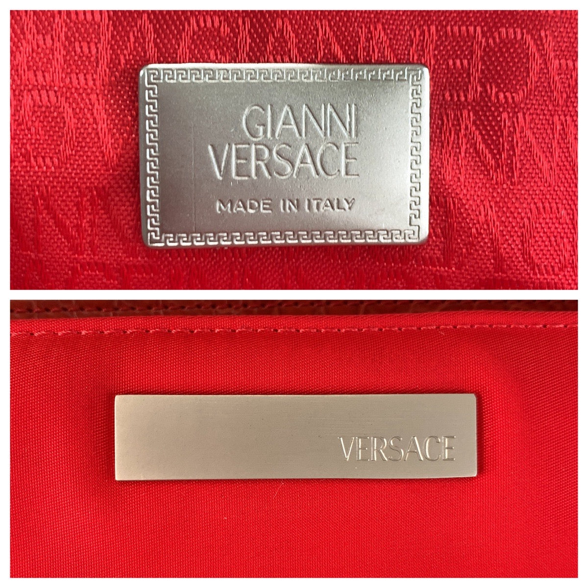 16977
Gianni Versace ジャンニ ヴェルサーチ レッド シルバー金具 ナイロン / レザー トートバッグ ショルダーバッグ  レディース ABP35