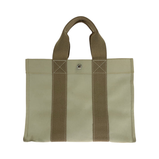 16978
HERMES エルメス ボラボラPM ベージュ アイボリー シルバー金具 キャンバス トートバッグ ハンドバッグ レディース ABP41