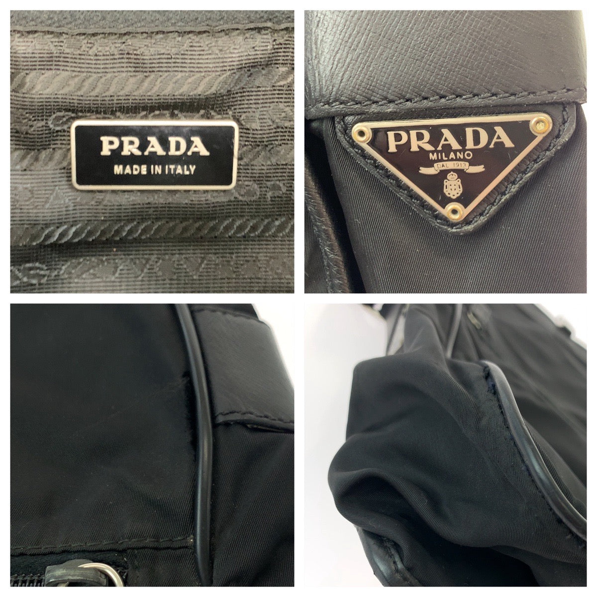 16982
PRADA プラダ テスート 三角ロゴプレート ブラック 黒 シルバー金具 ナイロン V158 ショルダーバッグ メッセンジャーバッグ  レディース AB39