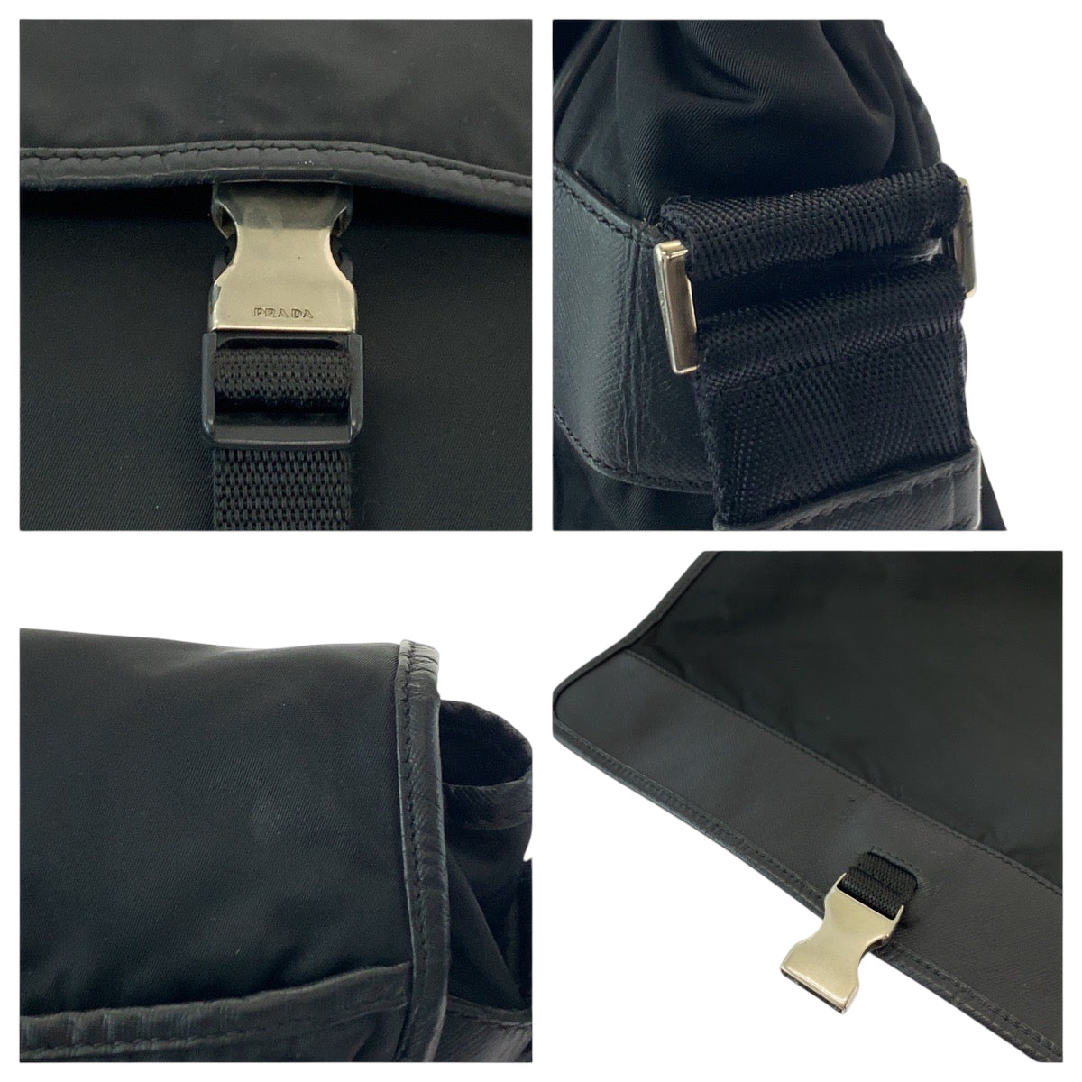 16982
PRADA プラダ テスート 三角ロゴプレート ブラック 黒 シルバー金具 ナイロン V158 ショルダーバッグ メッセンジャーバッグ  レディース AB39