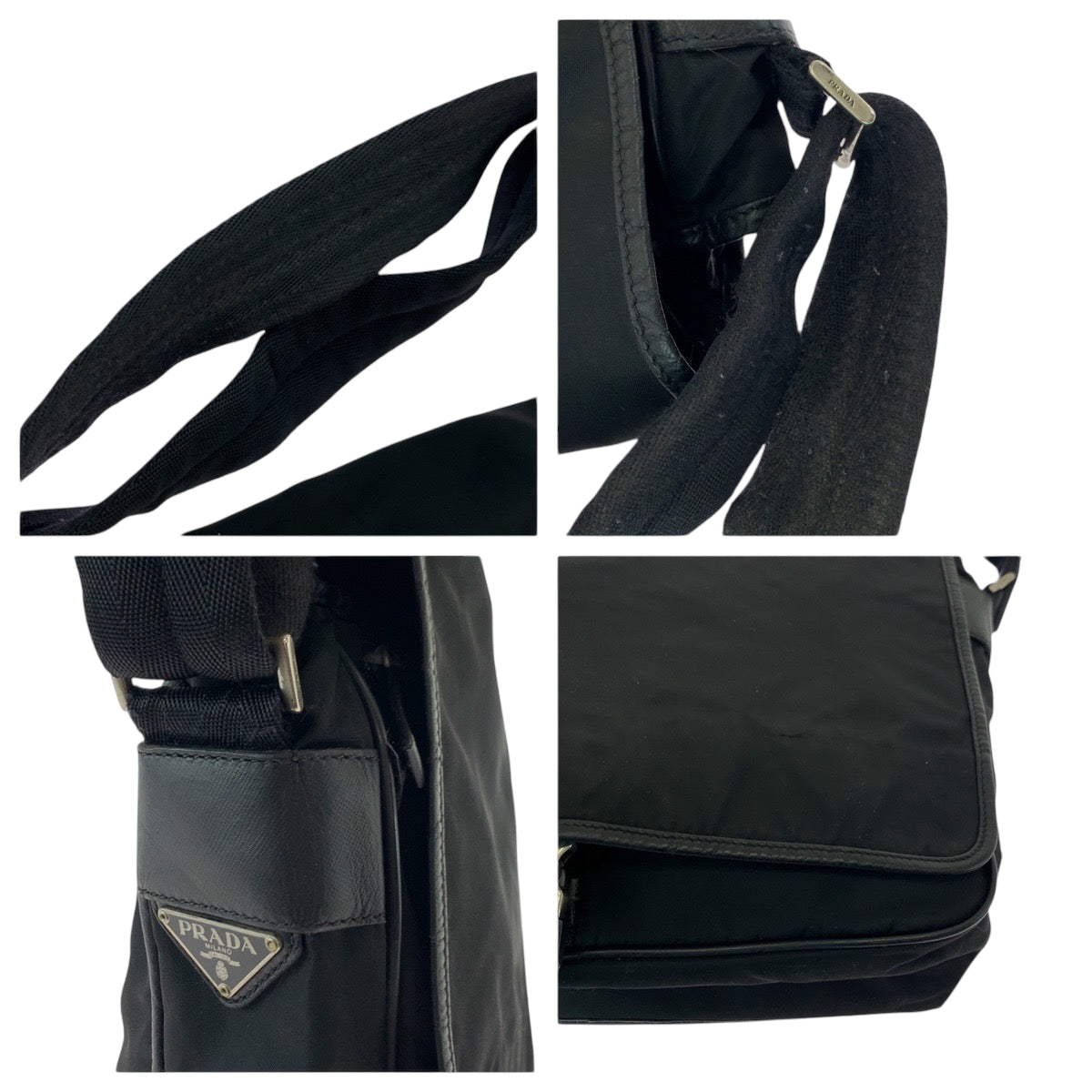16982
PRADA プラダ テスート 三角ロゴプレート ブラック 黒 シルバー金具 ナイロン V158 ショルダーバッグ メッセンジャーバッグ  レディース AB39