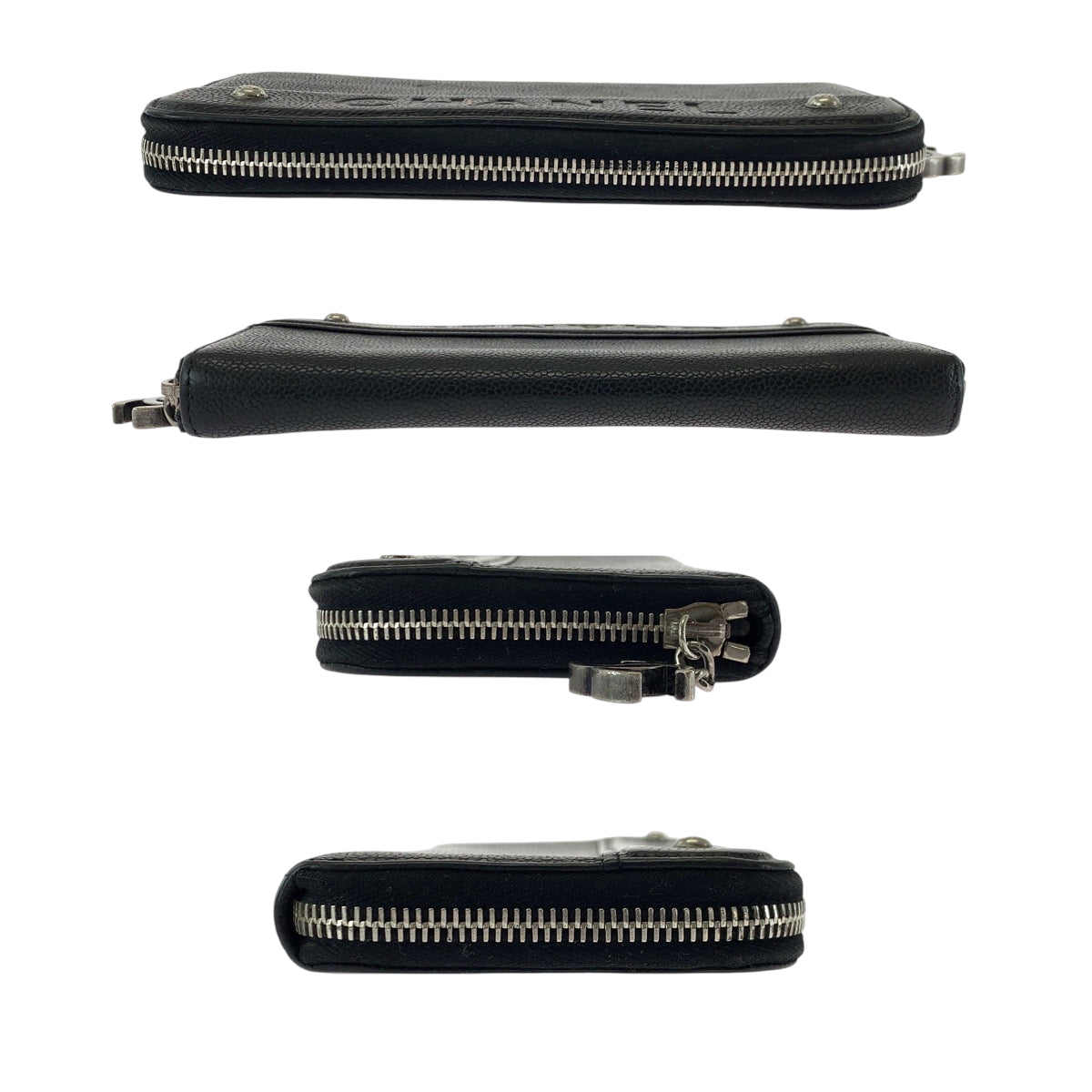 16984
CHANEL シャネル ココマーク ブラック 黒 シルバー金具 キャビアスキン 長財布 ラウンドファスナー レディース AB48
