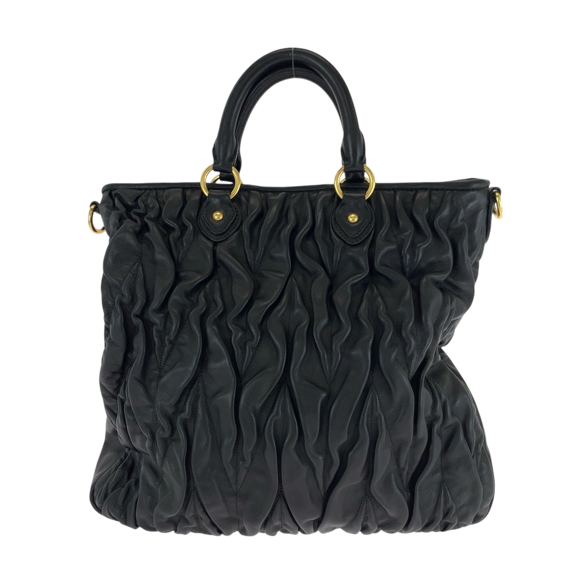 16986
Miu Miu ミュウ ミュウ マテラッセ ブラック 黒 ゴールド金具 レザー ショルダーバッグ ハンドバッグ 2way  レディース ABP56