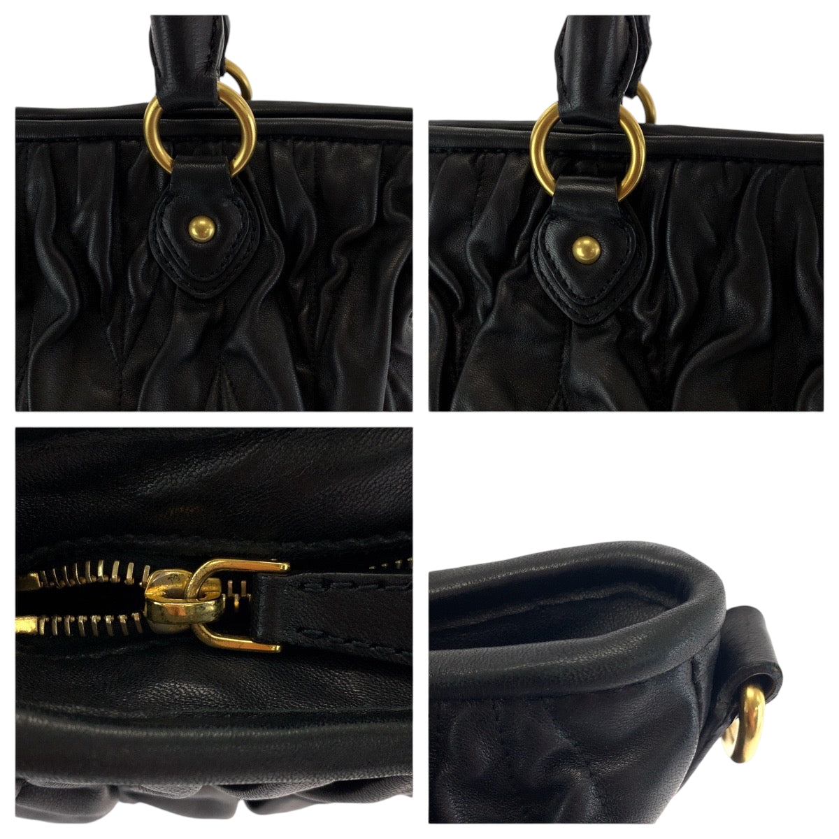 16986
Miu Miu ミュウ ミュウ マテラッセ ブラック 黒 ゴールド金具 レザー ショルダーバッグ ハンドバッグ 2way  レディース ABP56