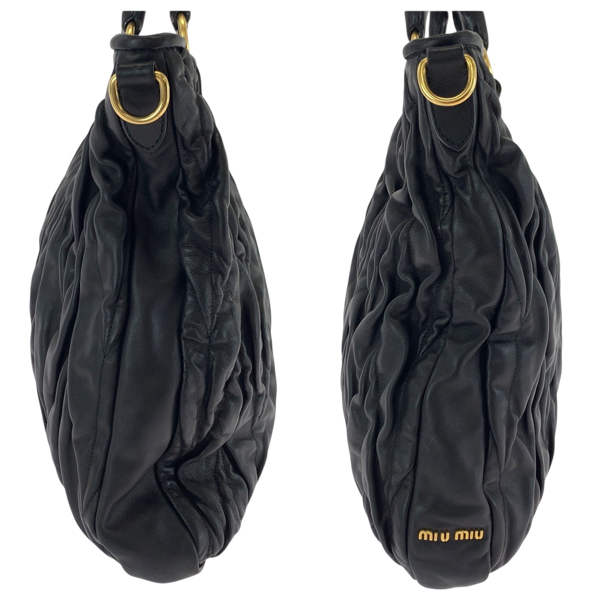 16986
Miu Miu ミュウ ミュウ マテラッセ ブラック 黒 ゴールド金具 レザー ショルダーバッグ ハンドバッグ 2way  レディース ABP56