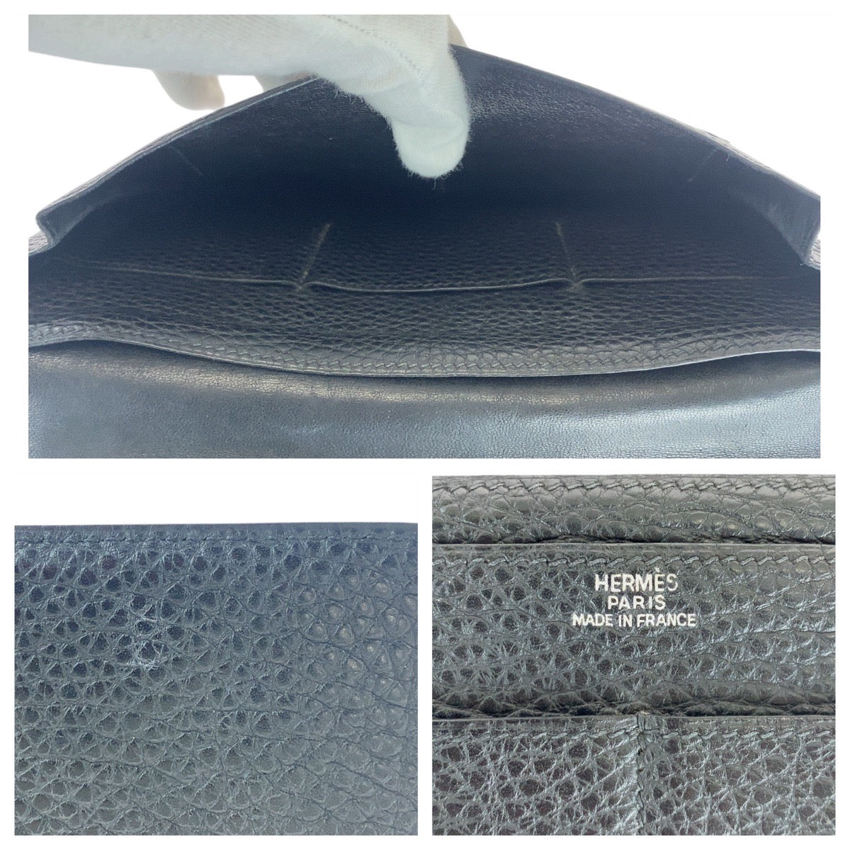 16992
HERMES エルメス ドゴンGM ブラック 黒 シルバー金具 トゴ 長財布 ロングウォレット ▫︎H刻印  メンズ ABP64