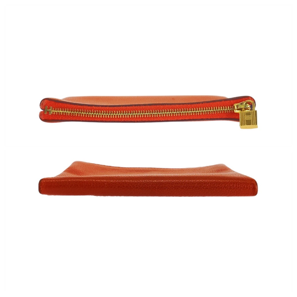 16993
HERMES エルメス アトゥーPM オレンジ ゴールド金具 レザー ポーチ  レディース