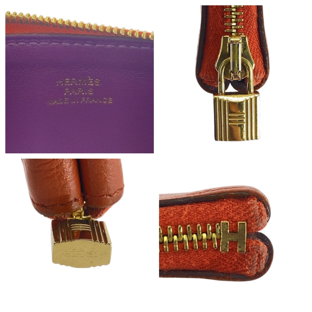 16993
HERMES エルメス アトゥーPM オレンジ ゴールド金具 レザー ポーチ  レディース