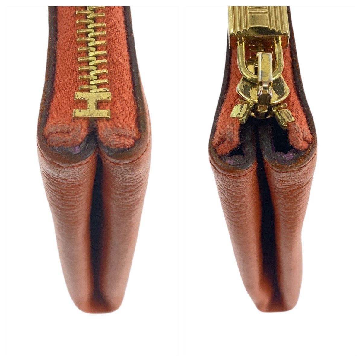 16993
HERMES エルメス アトゥーPM オレンジ ゴールド金具 レザー ポーチ  レディース