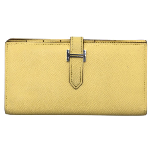 16996
HERMES エルメス ベアンスフレ イエロー シルバー金具 ヴォーエプソン 長財布 ロングウォレット □P刻印  レディース AB62