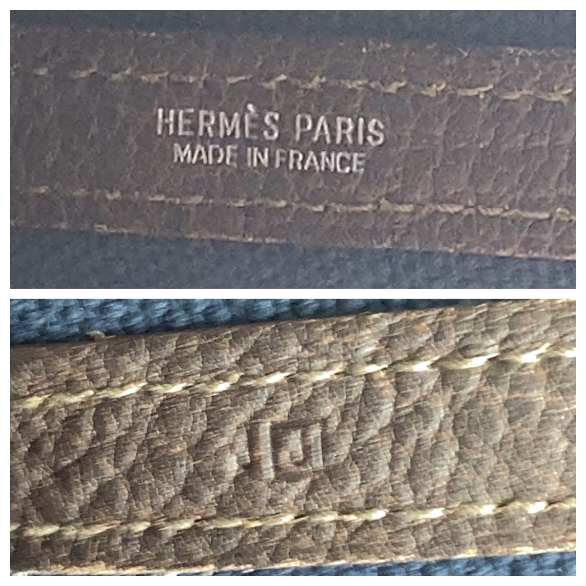16998
HERMES エルメス プティットサンチュールMM ネイビー ブラウン シルバー金具 キャンバス / レザー トートバッグ ハンドバッグ 男女兼用 □J刻印  メンズ AB62