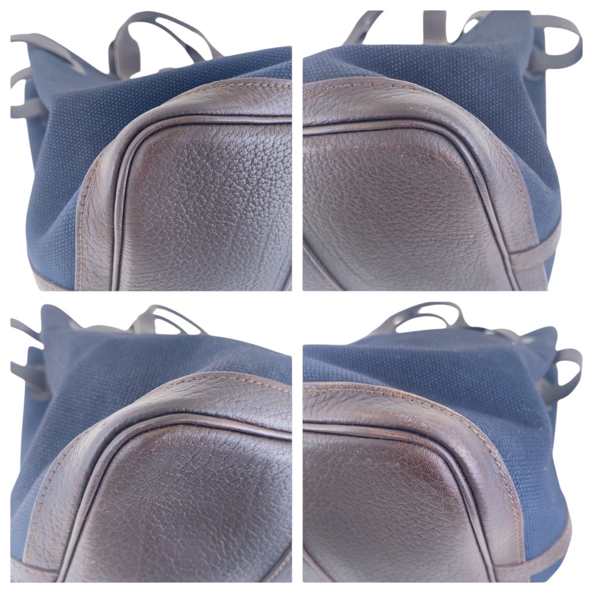 16998
HERMES エルメス プティットサンチュールMM ネイビー ブラウン シルバー金具 キャンバス / レザー トートバッグ ハンドバッグ 男女兼用 □J刻印  メンズ AB62