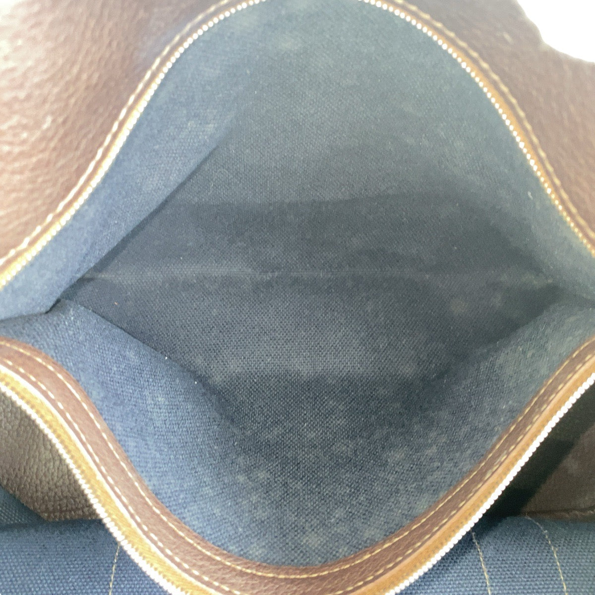 16998
HERMES エルメス プティットサンチュールMM ネイビー ブラウン シルバー金具 キャンバス / レザー トートバッグ ハンドバッグ 男女兼用 □J刻印  メンズ AB62