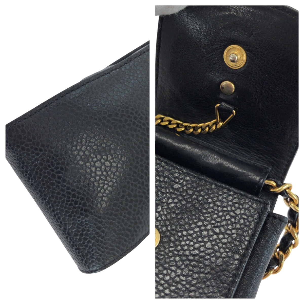 16999
CHANEL シャネル ココマーク ブラック 黒 ゴールド金具 キャビアスキン チェーンショルダーバッグ ポシェット シガレットケース レディース ABP78