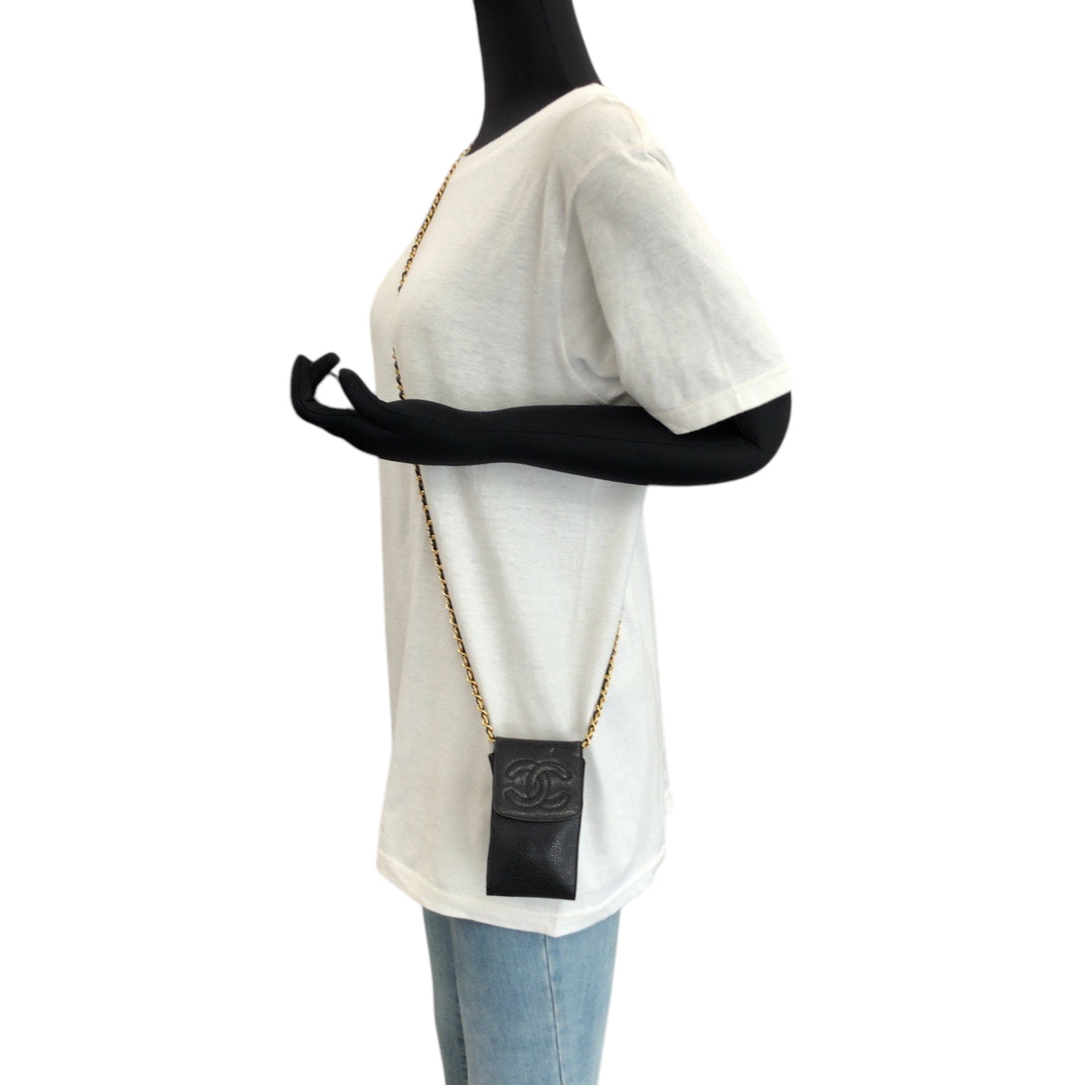 16999
CHANEL シャネル ココマーク ブラック 黒 ゴールド金具 キャビアスキン チェーンショルダーバッグ ポシェット シガレットケース レディース ABP78