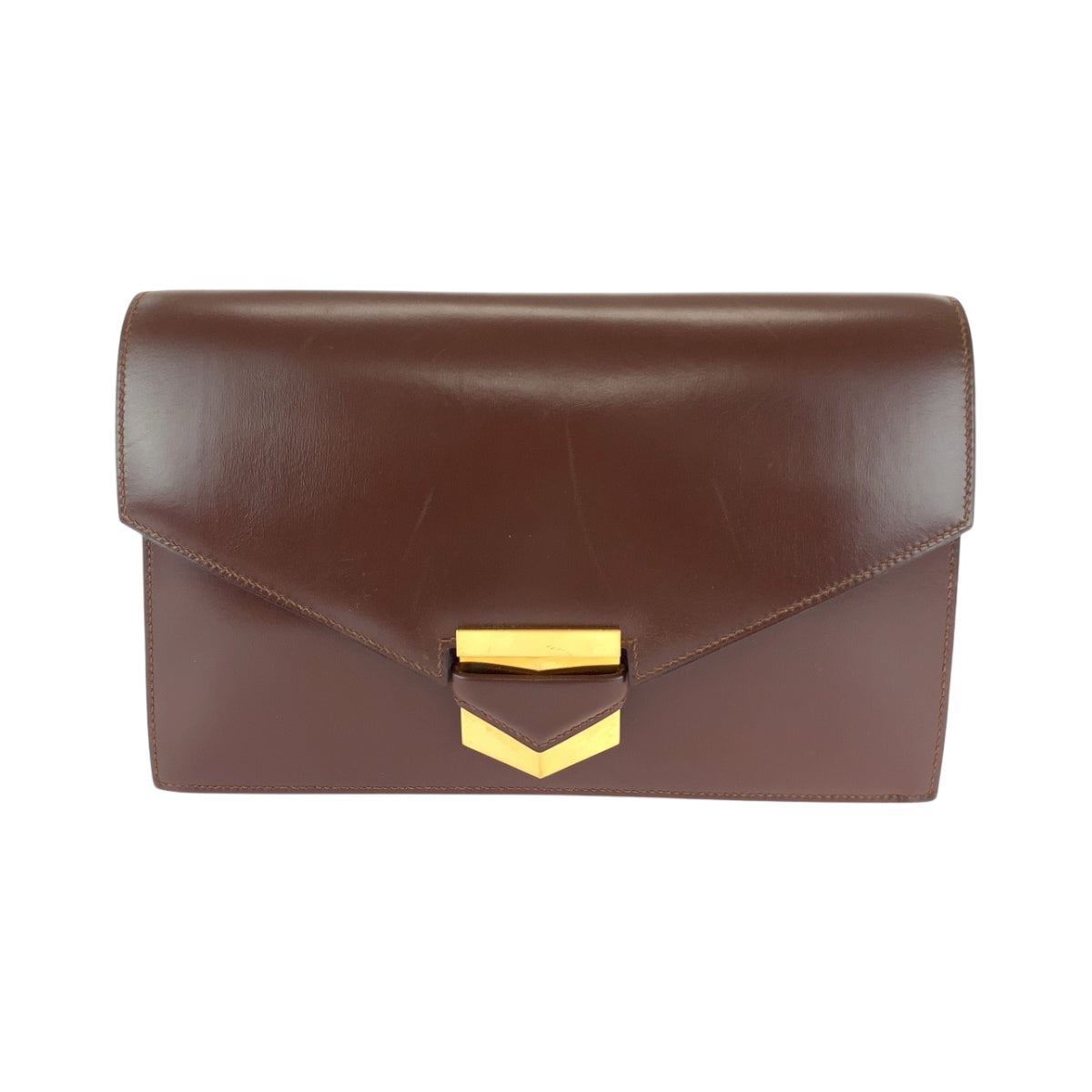 17001
HERMES エルメス ヴィンテージ ファコ ブラウン ゴールド金具 レザー クラッチバッグ セカンドバッグ  レディース ABP120
