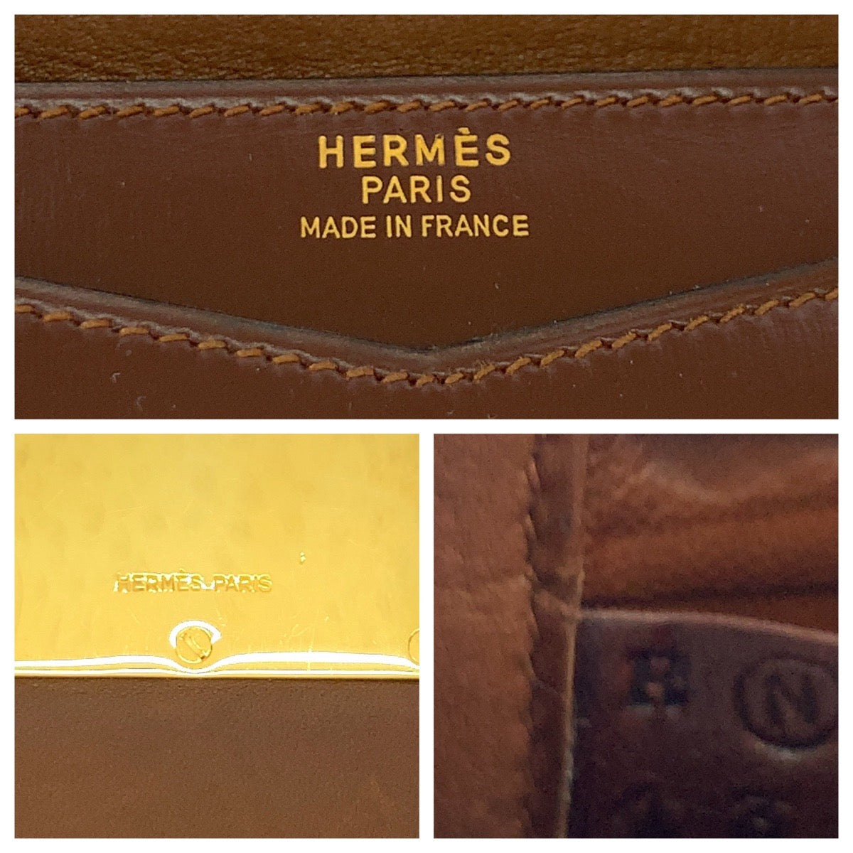 17001
HERMES エルメス ヴィンテージ ファコ ブラウン ゴールド金具 レザー クラッチバッグ セカンドバッグ  レディース ABP120