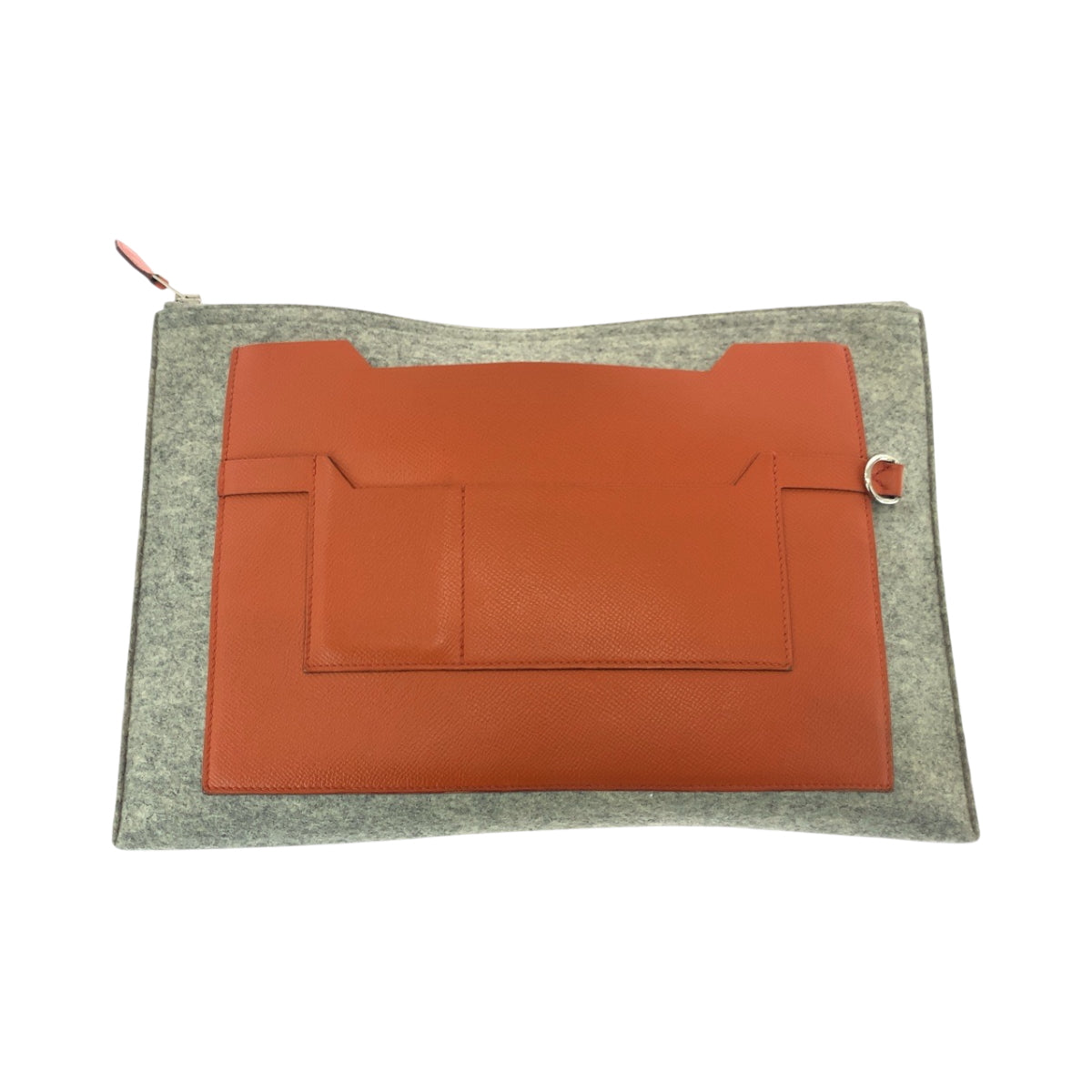 17002
HERMES エルメス トゥードゥー37 グレー オレンジ シルバー金具 フェルト / ヴォーエプソン クラッチバッグ セカンドバッグ T刻印  レディース ABP48