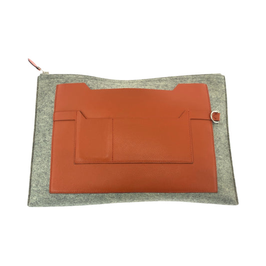 17002
HERMES エルメス トゥードゥー37 グレー オレンジ シルバー金具 フェルト / ヴォーエプソン クラッチバッグ セカンドバッグ T刻印  レディース ABP48