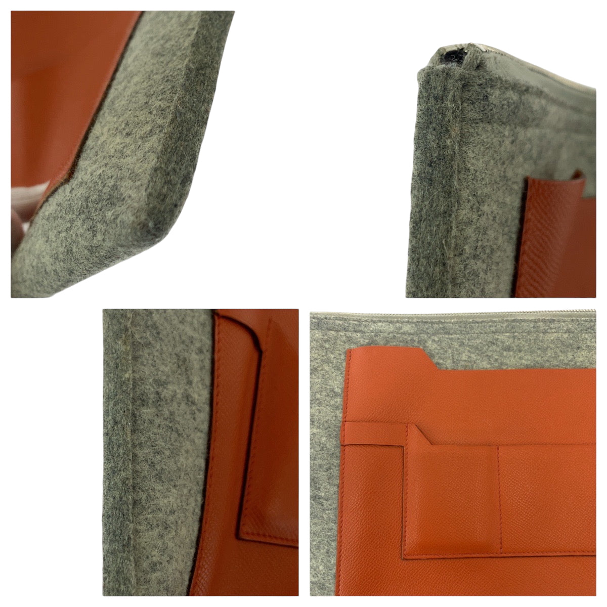 17002
HERMES エルメス トゥードゥー37 グレー オレンジ シルバー金具 フェルト / ヴォーエプソン クラッチバッグ セカンドバッグ T刻印  レディース ABP48