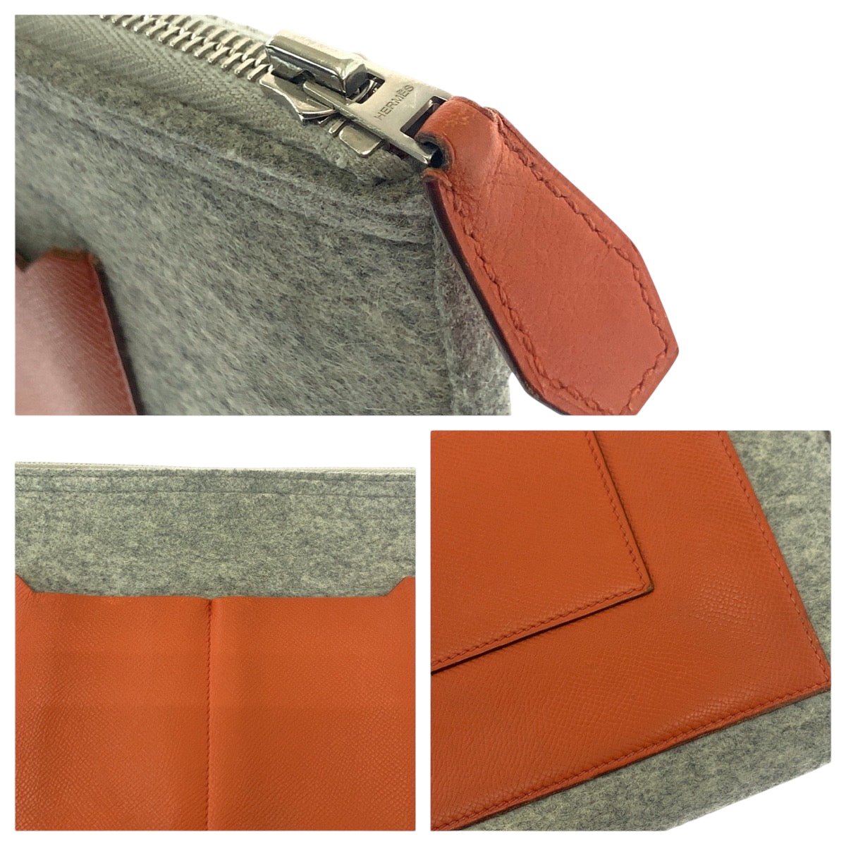 17002
HERMES エルメス トゥードゥー37 グレー オレンジ シルバー金具 フェルト / ヴォーエプソン クラッチバッグ セカンドバッグ T刻印  レディース ABP48
