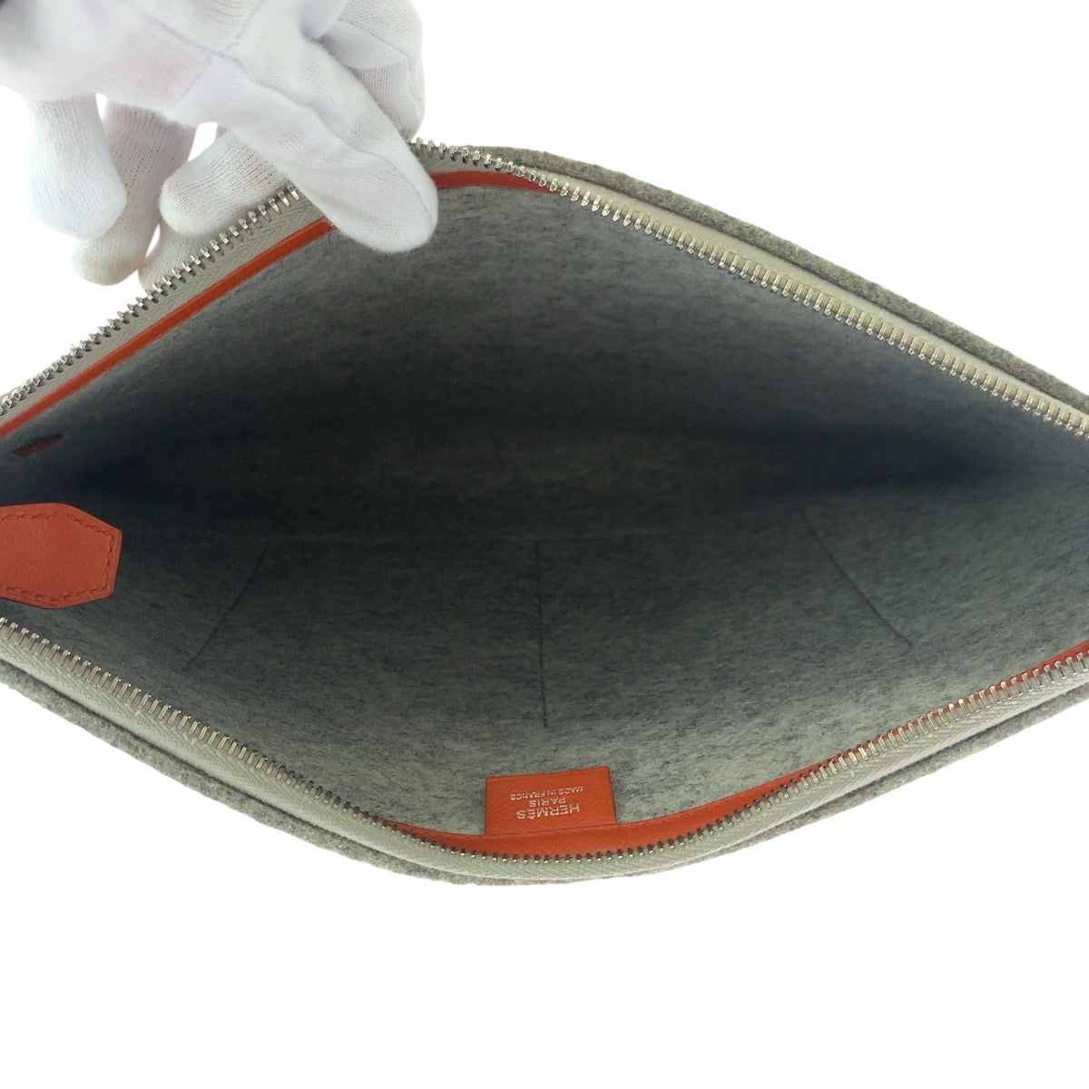 17002
HERMES エルメス トゥードゥー37 グレー オレンジ シルバー金具 フェルト / ヴォーエプソン クラッチバッグ セカンドバッグ T刻印  レディース ABP48